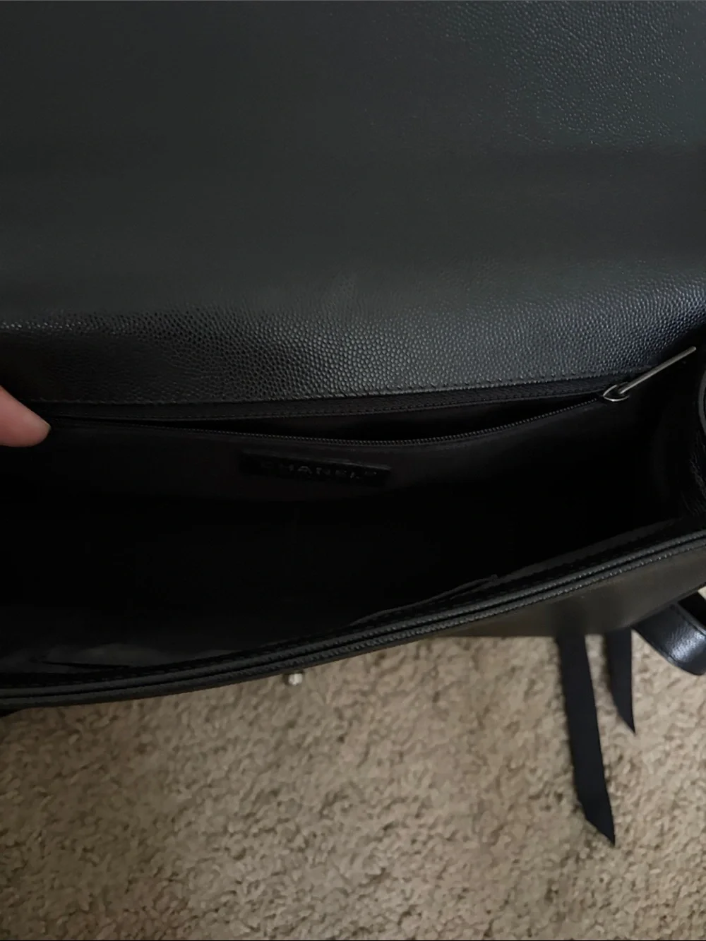 CHANEL Black Quilted Large Boy Messenger Bag with Ruthenium Hardware